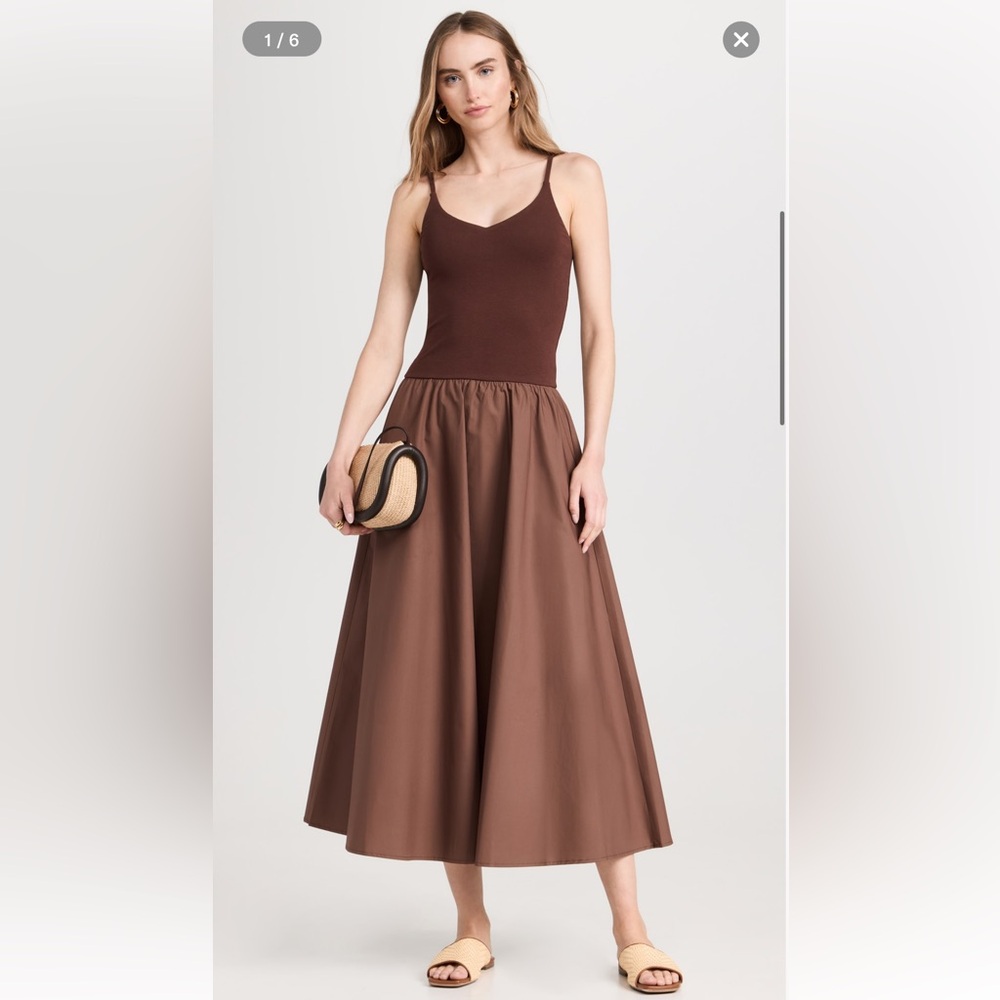 Pixie Market bea tank midi dress in chocolate brown